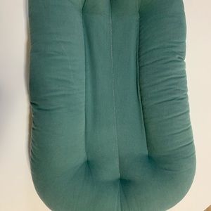 Snuggle Me Organic infant sleeper in Moss, used